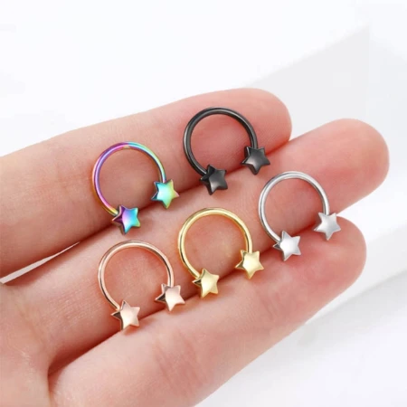 European and American cross-border best-selling star-shaped nose rings, multi-color stainless steel nose ornaments, personalized and cool piercing accessories manufacturer European and American cross-border best-selling star-shaped nose rings, multi-color stainless steel nose ornaments, personalized and cool piercing accessories manufacturer